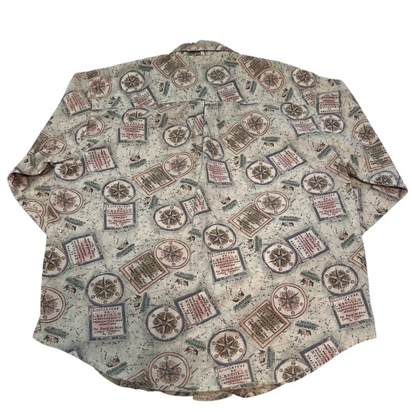 Dockers by Levi's Shirt Small‎ Nautical Compass Map Print Vintage Hong Kong - Picture 4 of 5